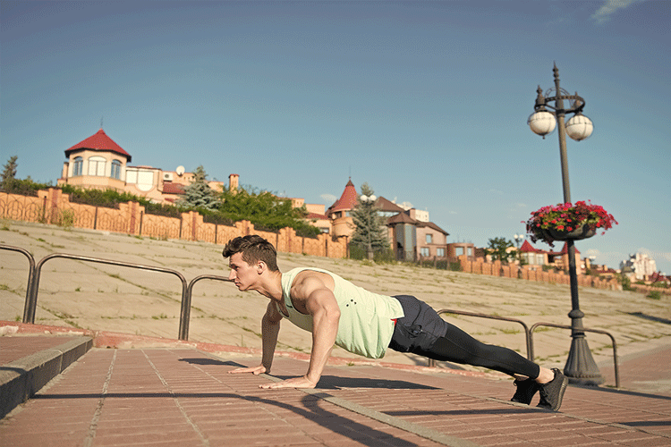 Outdoor Incline Pushups on stairs