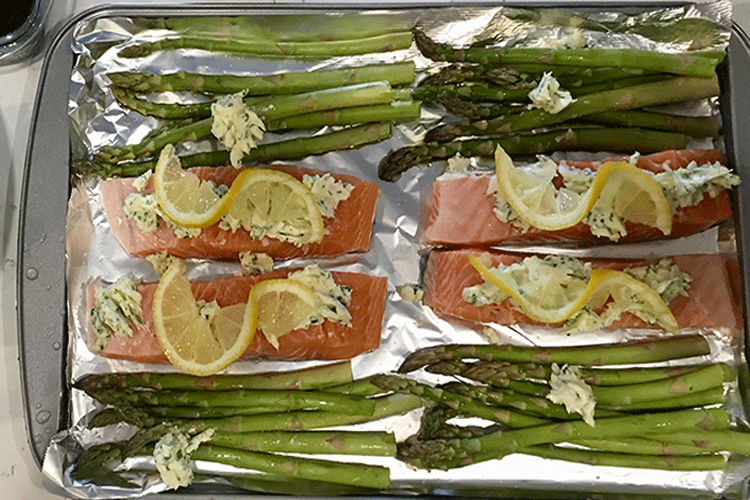 Muscle Building Dinners - Salmon and Asparagus - bodybuilding bulking diet