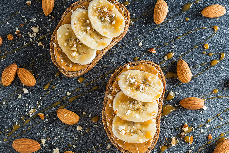 banana and almond butter quick healthy snacks