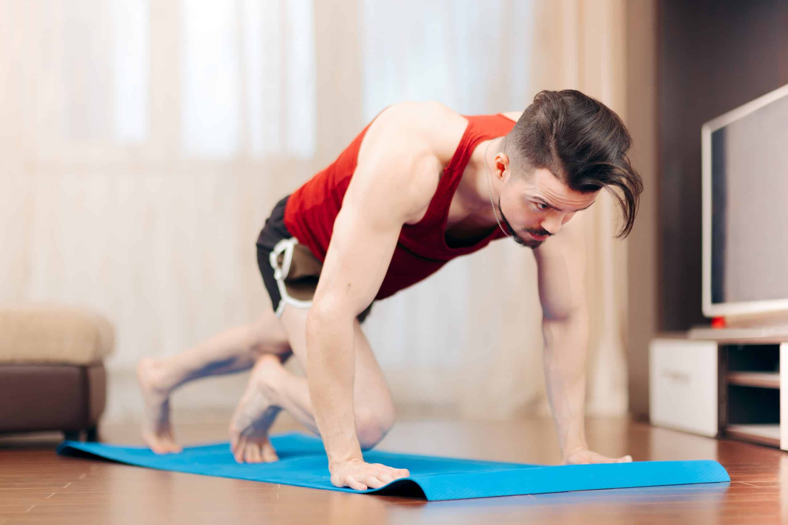 man doing mountain climbers