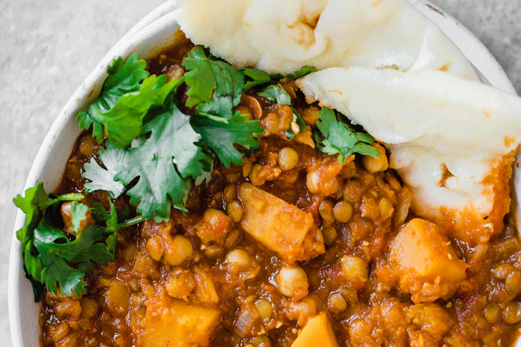 Butternut Squash Lentil Curry with Rice