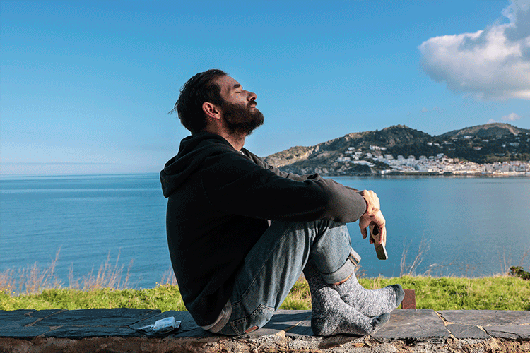 man meditating serenity and peace