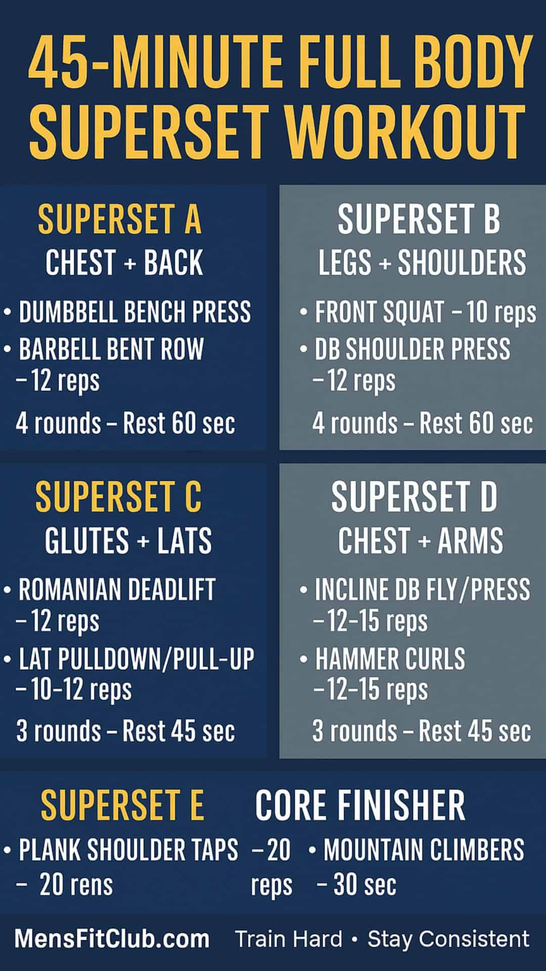Infographic Complete 45-minute full body superset workout routine