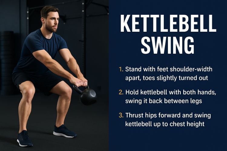 20-Minute Kettlebell Full Body Workout: Strength & Cardio in One Infographic showing the complete 20-minute kettlebell full body workout circuit and timing.