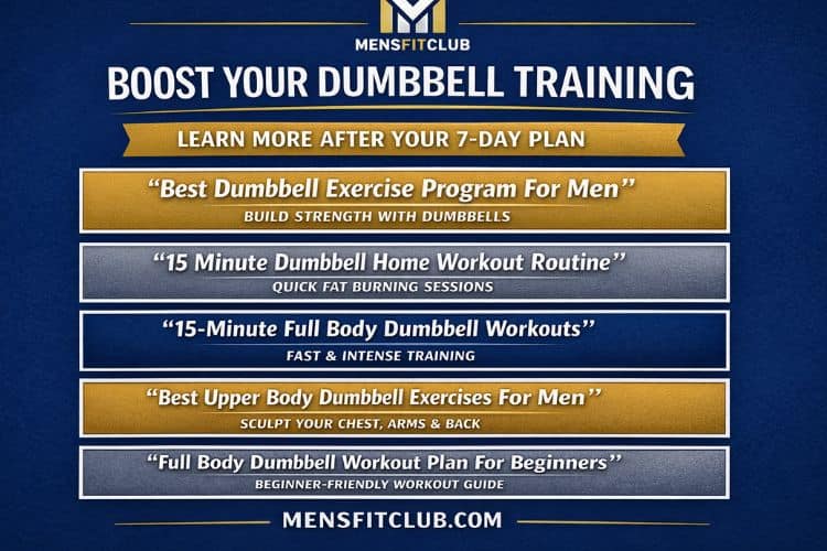 Printable 1-Week Full Body Dumbbell Workout plan Schedule PDF - Day by Day Exercise Plan.