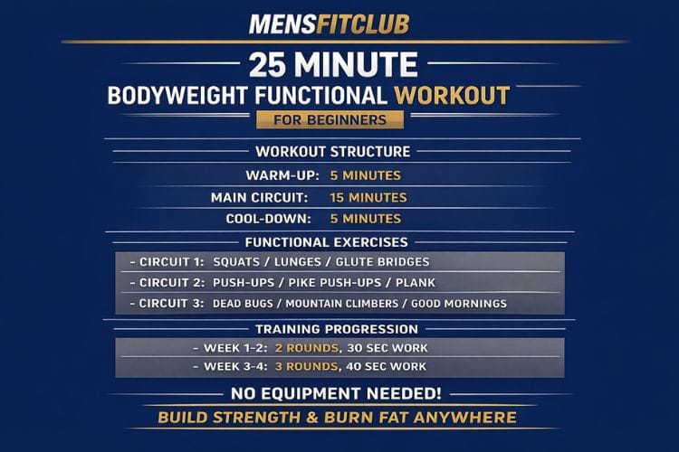 25-Minute Bodyweight Circuit Training Infographic for Beginners.