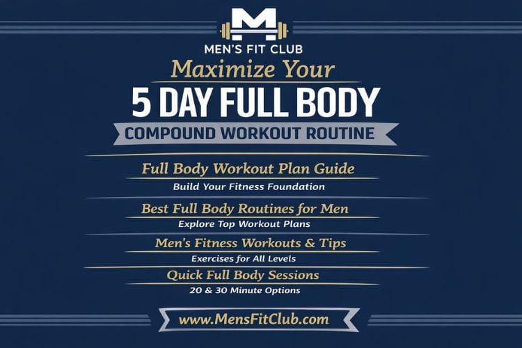 Printable workout schedule chart for a 5-day full body compound workout split routine focusing on heavy compound lifts.