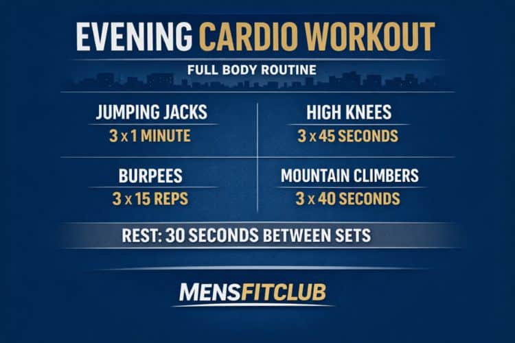 infographic of full body Evening cardio workout.