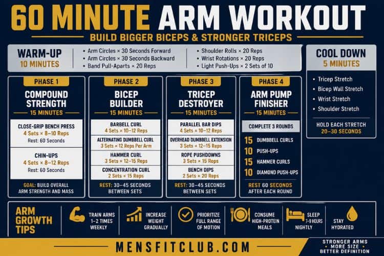 infographic of 60 minute arm workout