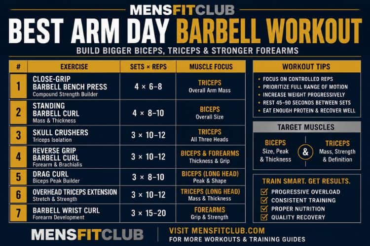 infographic of best arm day barbell workout