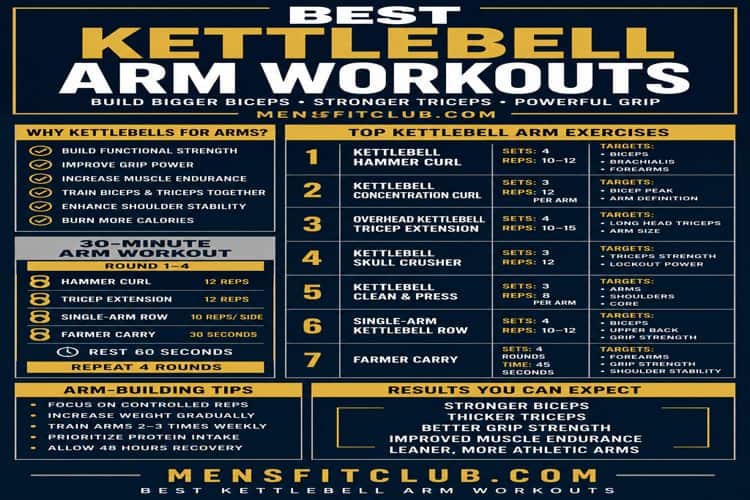 infographic of best kettlebell arm workouts
