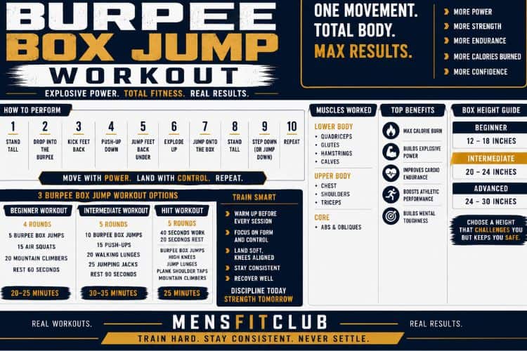 infographic of burpee box jump workout