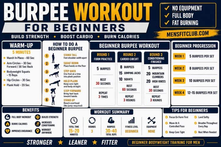 infographic of burpee workout for beginners