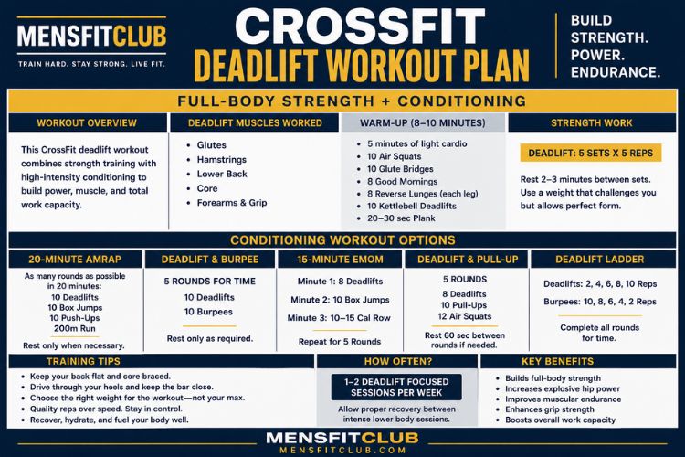 Infographic of CrossFit deadlift workout plan