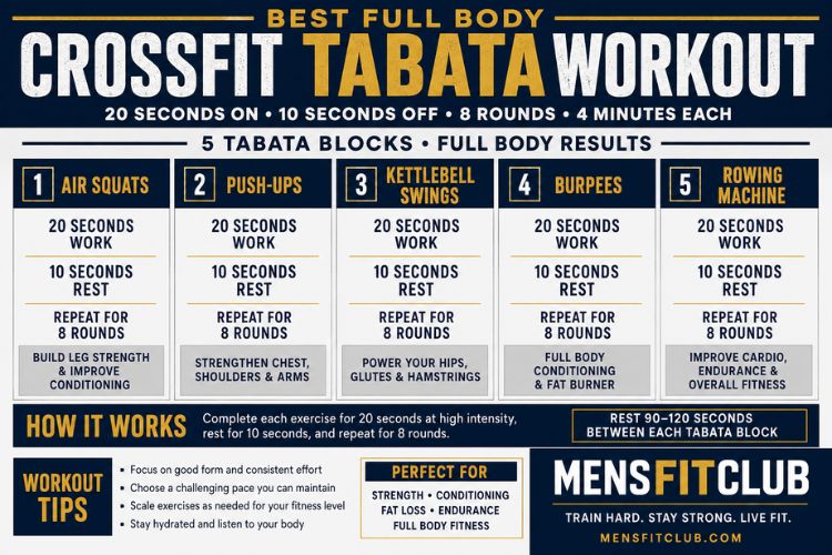 Infographic of the best full body crossfit tabata workout.