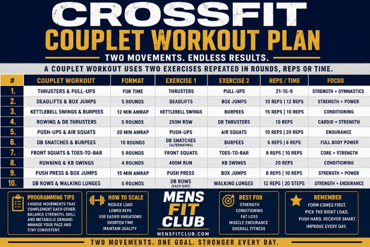 Infographic of crossfit couplet workout plan