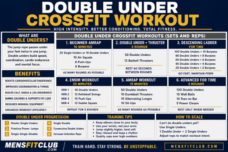 Infographic of double under crossfit workout sets and reps.