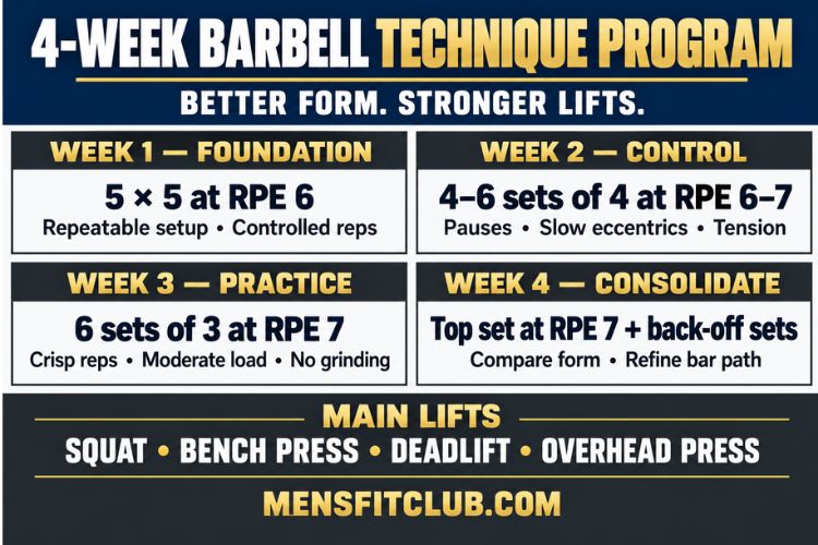 Infographic for 4-Week Barbell Technique Program