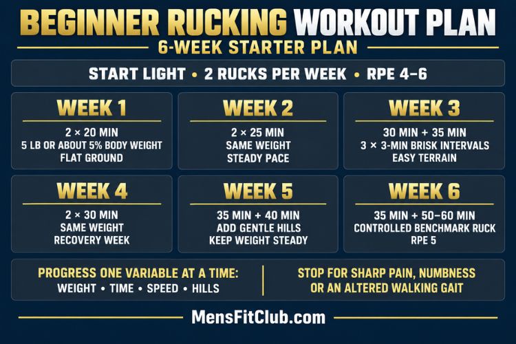 Infographic for Beginner Rucking Workout Plan.