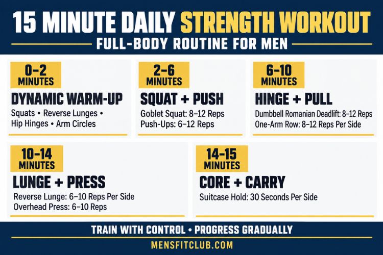 Infographic for 15 Minute Daily Strength Workout