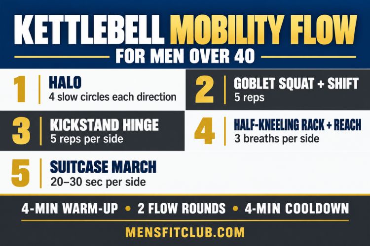 Infographic for Kettlebell Mobility Flow for Men Over 40