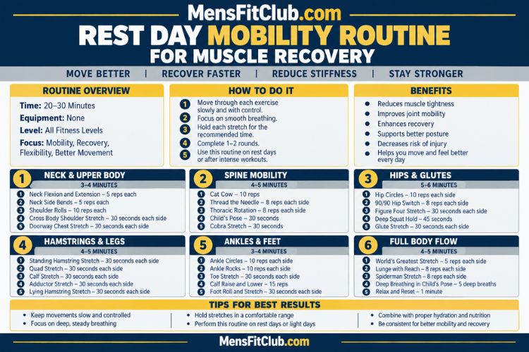 Infographic for Rest Day Mobility Routine for Muscle Recovery