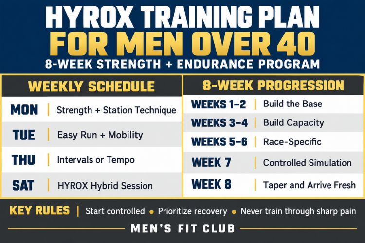 Infographic for Hyrox Training Plan for Men Over 40