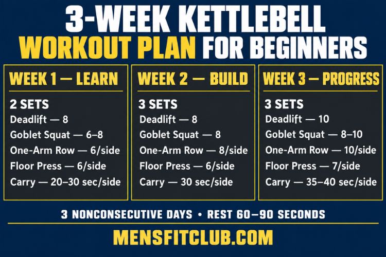 Infographic for 3 Week Kettlebell Workout Plan for Beginners