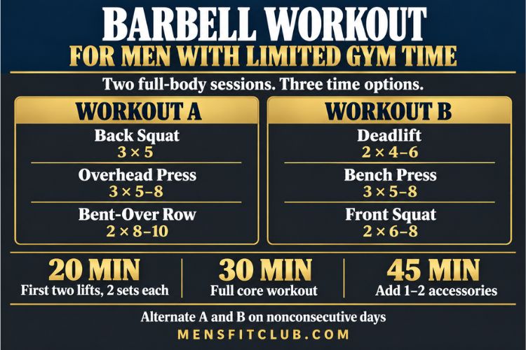 Infographic for Barbell Workout for Men With Limited Gym Time