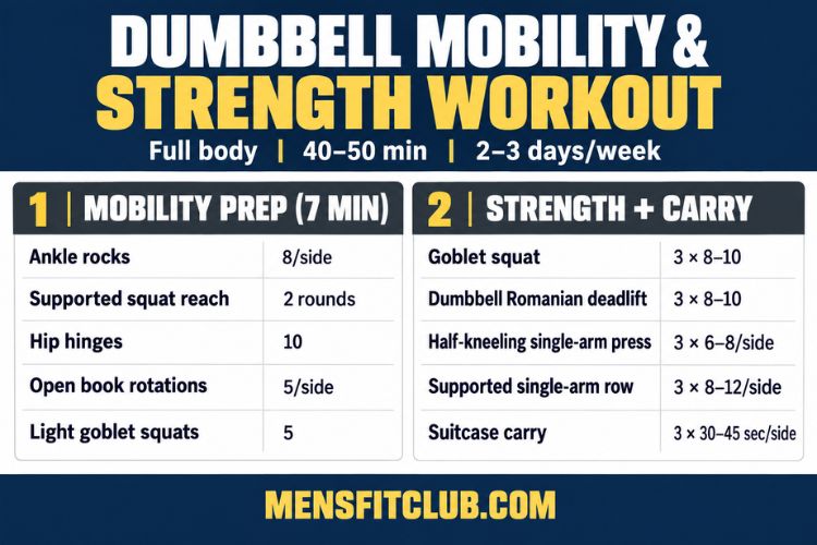 Infographic for Dumbbell Mobility and Strength Workout