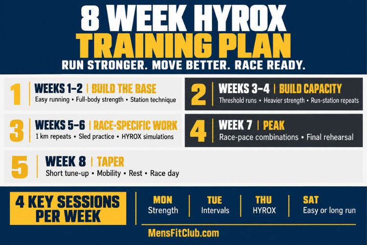 Infographic for 8 Week HYROX Training Plan