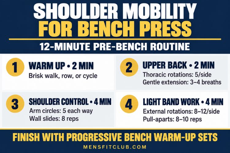 Infographic for Shoulder Mobility Workout for Bench Press