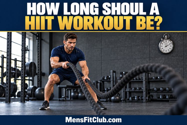 Man performing a HIIT training workout with a stopwatch in the background, illustrating the question of how long a HIIT workout should be