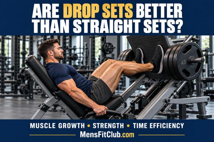 Man drop set on a leg press machine during Are Drop Sets Better Than Straight Sets