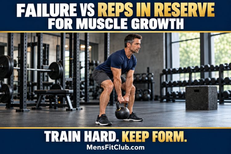 A Man performing kettlebell deadlift for Failure vs Reps in Reserve for Muscle Growth